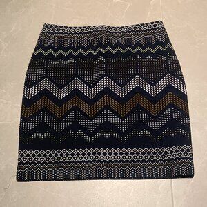 Tristan Dark Blue Geometric Chevron Pencil Skirt – Made in Canada – Size 8